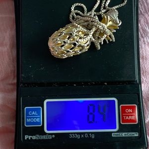 sterling silver and gold tone Hawaii pineapple pendant with chain 16 inc